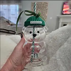 Starbucks 2026 Barista Bear Glass Cup Coffee Mug Limited Edition