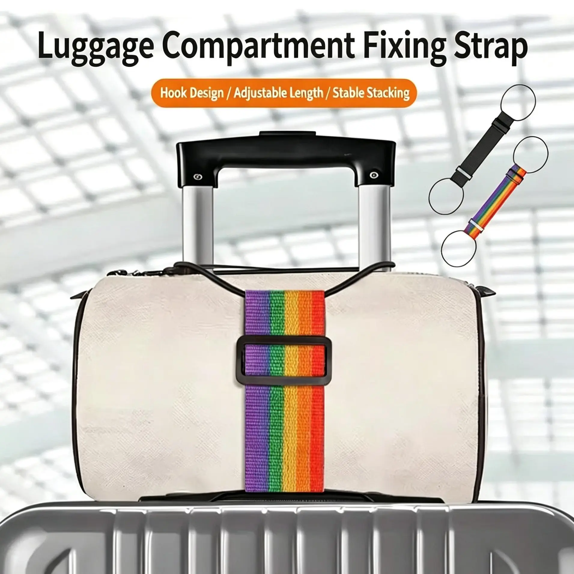 Multi-Function Adjustable Elastic Luggage Strap with Backpack Holder, Expandable Travel Suitcase Tie-Down Bungee Belt, Luggage Straps, Hook Design, Airplane Travel Accessories, Travel Must Haves