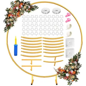 Round Backdrop Stand 6.6ft, Stable Gold Circle Balloon Arch Stand Metal Arch Backdrop Stand for Wedding Birthday Party Baby Shower Decoration