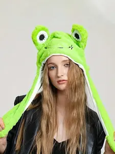 Cute internet celebrity frog hat with long ears that move when squeezed, a shooting prop for gifts and presents