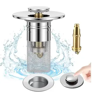 Bathroom Sink Stopper HairCatcher, Universal Pop Up Sink Drain Filter withStainless Steel Filter Basket, Bathroom SinkDrain Strainer