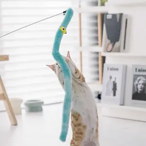 Plush Fuzzy Caterpillar Teaser Wand Toy for Cats