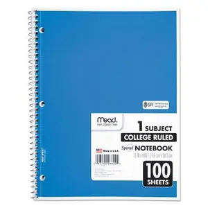 Mead Spiral 1-Subject Notebook, 8 X 11, College Ruled, 100 Sheets, Assorted Colors, Each (06622) -- Mead, General Merchandise