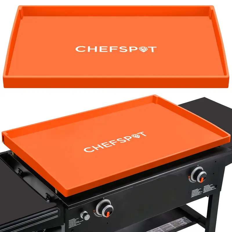 CHEFSPOT Griddle Mat Cover for Blackstone Griddles - Silicone Grill Cover Protector (Orange)