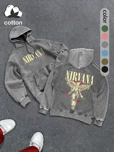 Men's hooded sweatshirt fashion trend casual hoodie, street Y2K heavy metal print men's autumn and winter wear