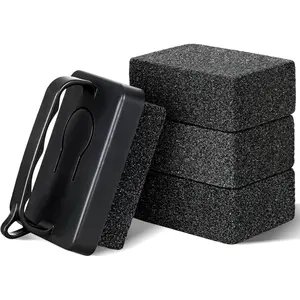 4 Pack Duty Grill Cleaner Brick, Griddle Stone 3.9 x 2.8 x 1.6 Inches Grill Cleaner with Handle, Pumice Stone for Removing Stains, BBQ, Flat Tops, Swimming Pool, Sink