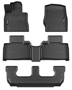 GARVEE Floor Mats for 2020-2025 Ford Explorer 7 Passenger, Black Anti-Skid All Weather TPE Floor Liners, Designed for 3 Rows, Durable and Custom Fit