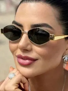 New elliptical sunglasses European and American Internet celebrities trendy concave sunglasses high sense Arc de Triomphe metal sunglasses Fashionable Frames Sunglasses