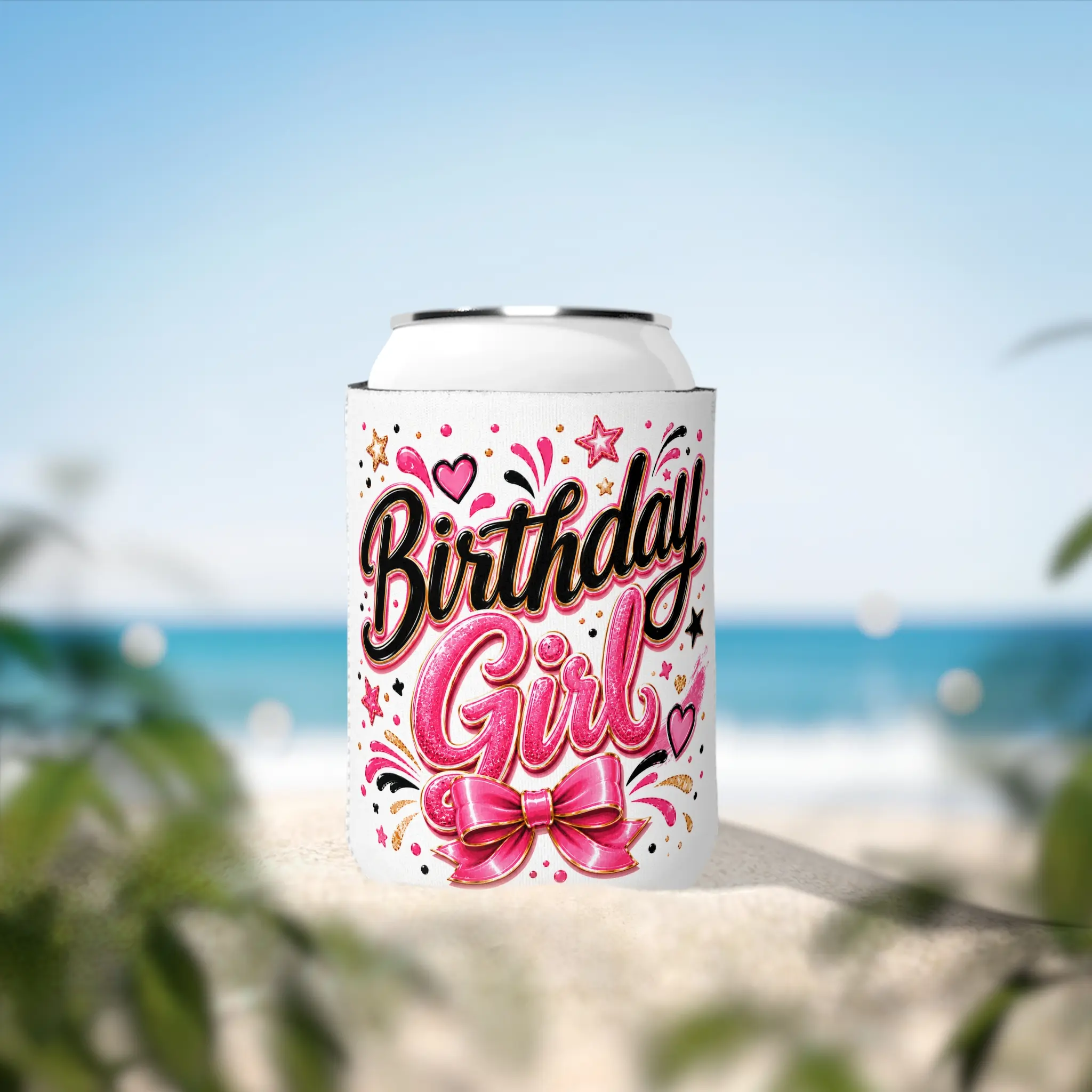 Birthday Girl Can Cooler | Pink Birthday Koozie | Birthday Party Favor | Girls Birthday Drink Sleeve | Cute 12 oz Can Cooler Gift