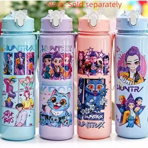 New K-Pop Ghost Hunter Cartoon Theme Cup with Lid and Straw, 700ML Water Bottle, Perfect for Kids Outdoor Sippy Cup
