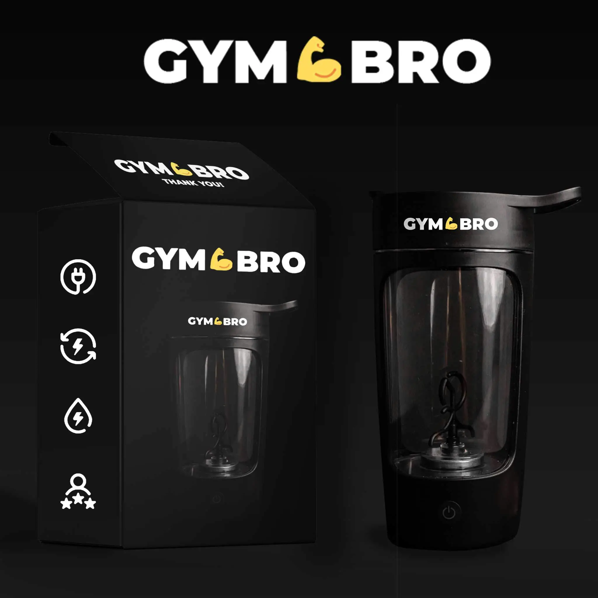 Gym Bro Mixer: Self Cleaning Protein Mixer for Double Scoop Shakes Anywhere, Anytime