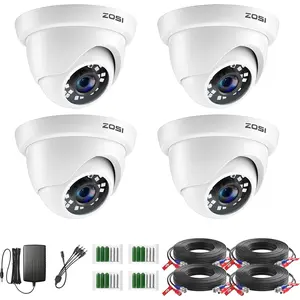 ZOSI 4 Pack 2MP 1080p HD-TVI Home Security Camera Outdoor Indoor 1920TVL, 24PCS LEDs, 80ft Night Vision, 90°View Angle, Weatherproof Surveillance CCTV Dome Camera