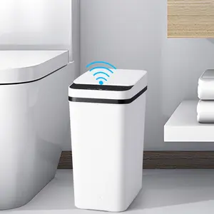 2.2 Gallon Touchless Can, Small Motion Sensor Smart Trash Can, Slim Waterproof Trash Bin for Bedroom, Bathroom, Office, Living Room, White garbage automatic,Household Suppliers