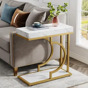 Tribesigns C Shaped End Table Modern Bedside Table, Small Side Table for Living Room  , Space Saving End Table