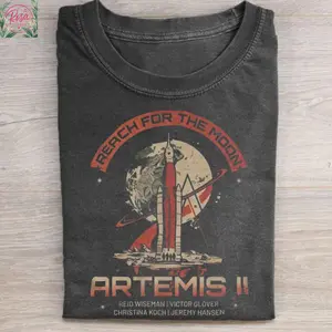Vintage Artemis II Moon Mission Shirt, Reach For The Moon NASA Tee, Astronaut Crew Names Space Gift, Retro SLS Rocket, Comfort Colors