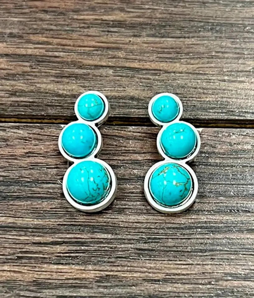 1.4" Western Turquoise Stud Earrings