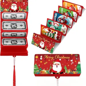 【BUY 1, GET 1 FREE】Christmas Cash Gift Envelope with CartoonGreeting Card-Creative Surprise Money ClipWallet & Unique Cash Box, Fun Holiday Gift forMen,Women & Any Recipient (RED)