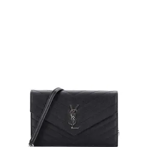 Pre-owned Yves Saint Laurent material Messenger Bags Saint Laurent Classic Monogram Wallet on Chain Matelasse Chevron Leather Small by Rebag