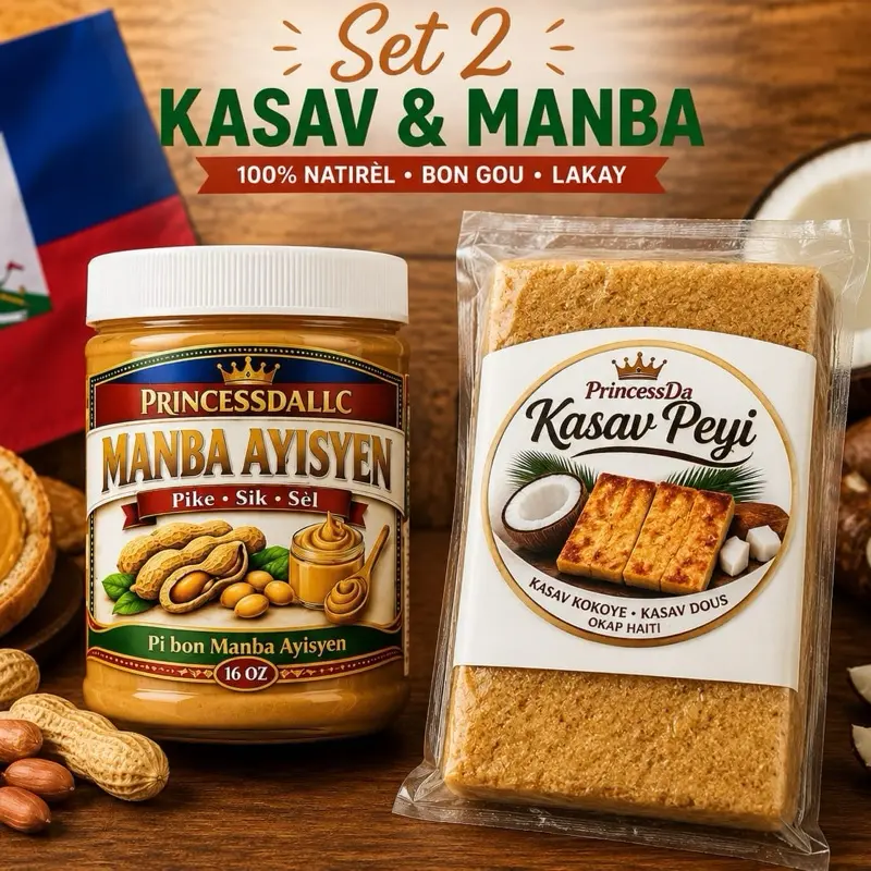 Princessda Llc  Manba Ayisyen  pikant  Sweet & Salty Flovor peanut Butter Spread -Vesatile Food Dip, 16 oz