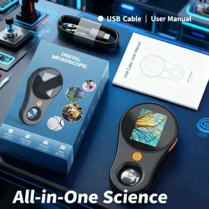 Adult microscope, handheld digital microscope, 2-megapixel macro view digital microscope with 8 LED lights, 500x magnification function, handheld magnifying glass