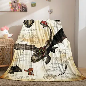 Black Flying Dragon Toothless Pattern Soft Warm Lightweight Flannel Throw - Beds Couches Use, Bed Cover, Napping Option for Movie Fans, Office Sofa Nap Accessory, Ideal Birthday Gift, Soft Warm Blanket, Napping Throw Blanket