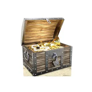 212 MAIN Large Lifesize Wooden Cardboard Cutout Treasure Chest, 44x39 in., Standalone Home Decor, Home Goods, Party Photo Prop