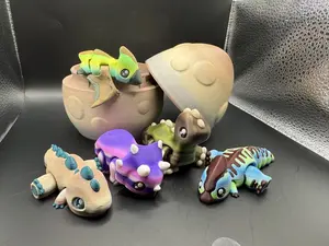 Dino Egg with 5 3D Printed Dinosaurs Collectible Prehistoric Creature Display for Home Decor and Educational Use