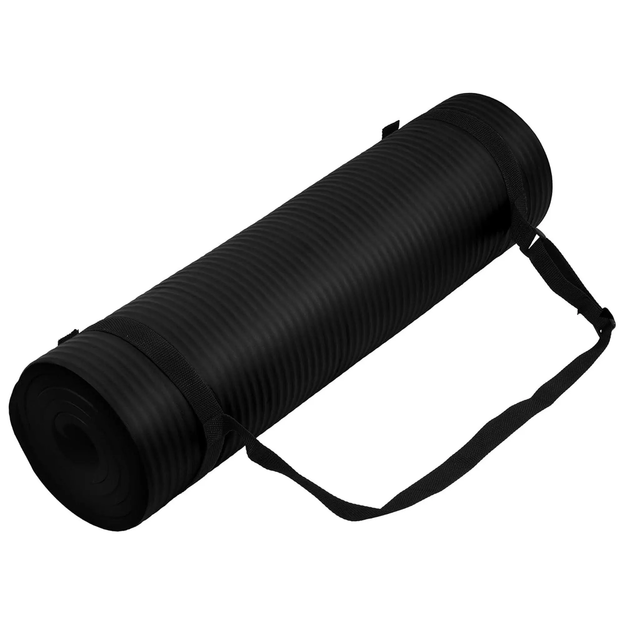 Fitvids 1/2-Inch Thick High Density Exercise Yoga Mat, Carrying Strap, Black Fitvids 1/2-Inch Thick High Density Exercise Yoga Mat, Carrying Strap, Black