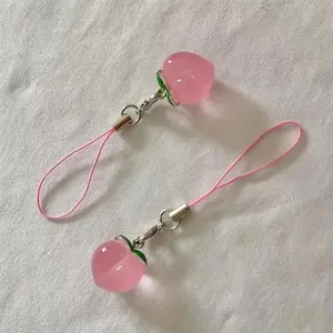 Cute Peach Mobile Phone Hanging Chain, Creative Mobile Phone Wrist Strap, Portable Cellphone Rope, Phone Accessories For Decoration, Phone Charm