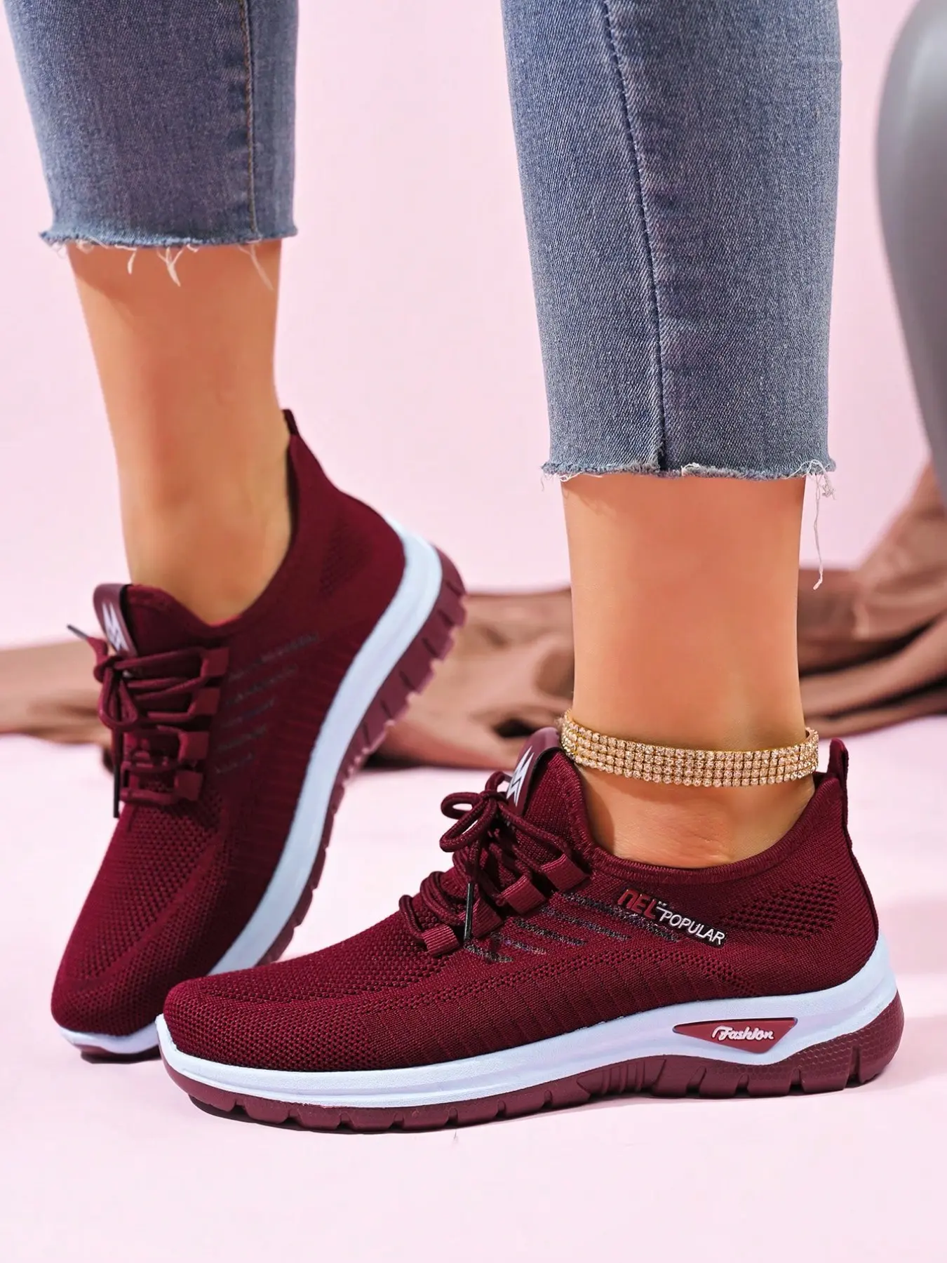 Women's New Sporty Running Fashion Comfortable Soft Sole Round Toe Mesh Breathable Running Shoes, Casual All Season Low Top Sports Sneakers for Outdoor Activities