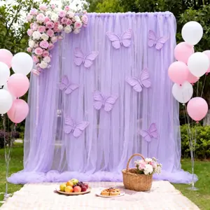 2-Piece Light Polyester Sheer Curtains, Soft Fabric, Rod Pocket, Handmade Cloth, Perfect for Party Background Decor, Wedding Party Backdrop, Wedding Arch Backdrop, Wedding Arch Cover