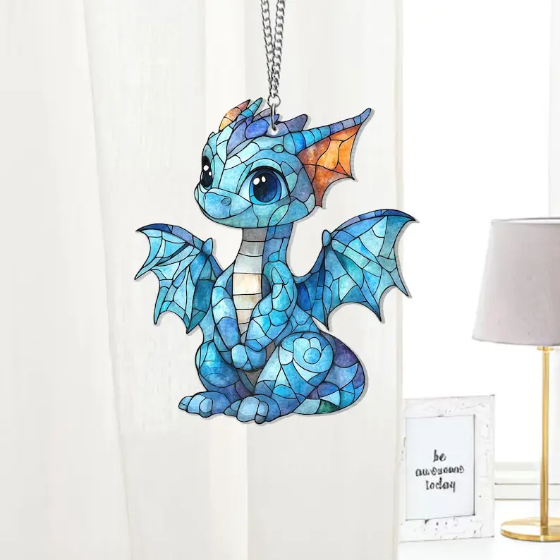 Baby Dragon Acrylic Window Hanging, Fantasy Dragon Acrylic Suncatcher, Dragon Window Hanging Decoration, Dragon Baby Christmas Ornament, Book Lover Gift