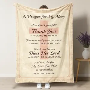 For Mother's Day Gift 'Bless Her Lord’ Christian Mom Prayer Flannel Blanket,Religious Cross Mom Appreciation Soft Cozy Throw Blanket,Timeless Mother's Day Gift for Her
