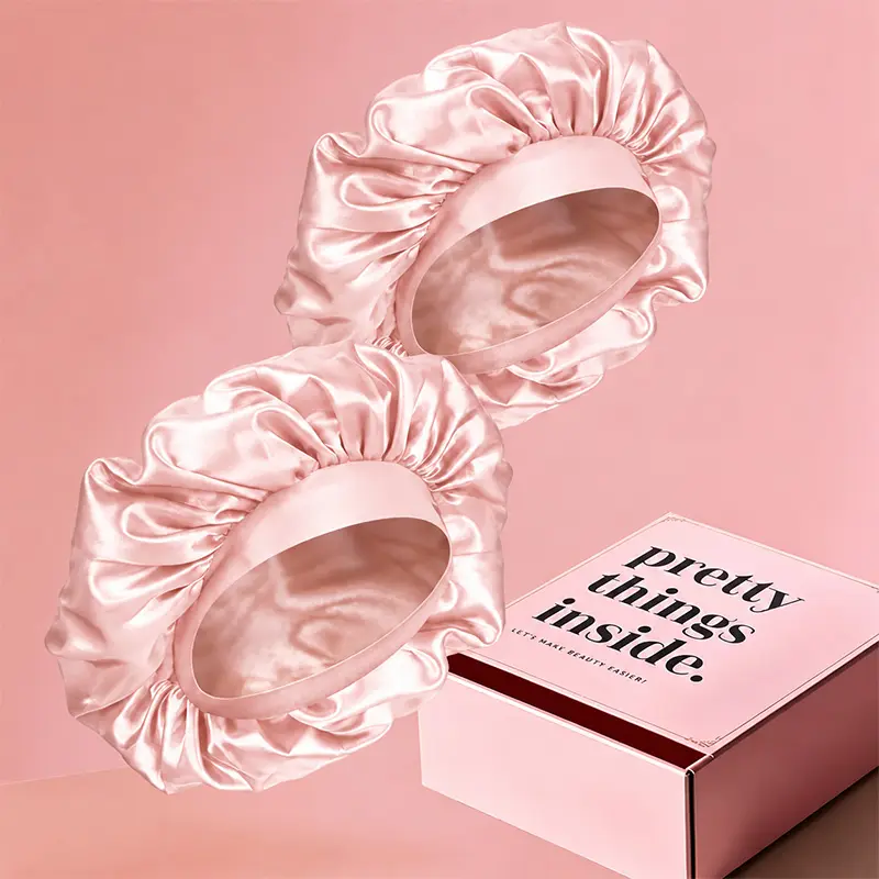 [Free Shipping] [Color Shipped At Random] Wiggins Satin Bonnet Silk Bonnet Hair Bonnet for Sleeping Satin Cap Elastic Wide Band Sleep Bonnets