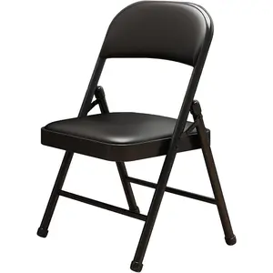 1 Pack Bulk Folding Chairs with Padded Cushion, Single Black Steel Metal Frame Foldable Chair for Indoor and Outdoor, Portable Stackable Commercial Seat for Bedroom Patio Party Event