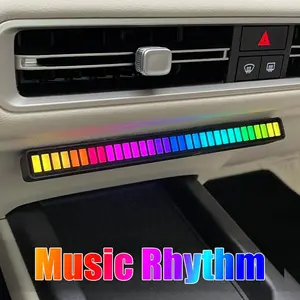 USB Rechargeable RGB Music LED Bar Sound-Sync Multiple Light Patterns Lightweight Retro Car Ambient Decor TikTok Car Mod Essential(1 Pcs)(Black)