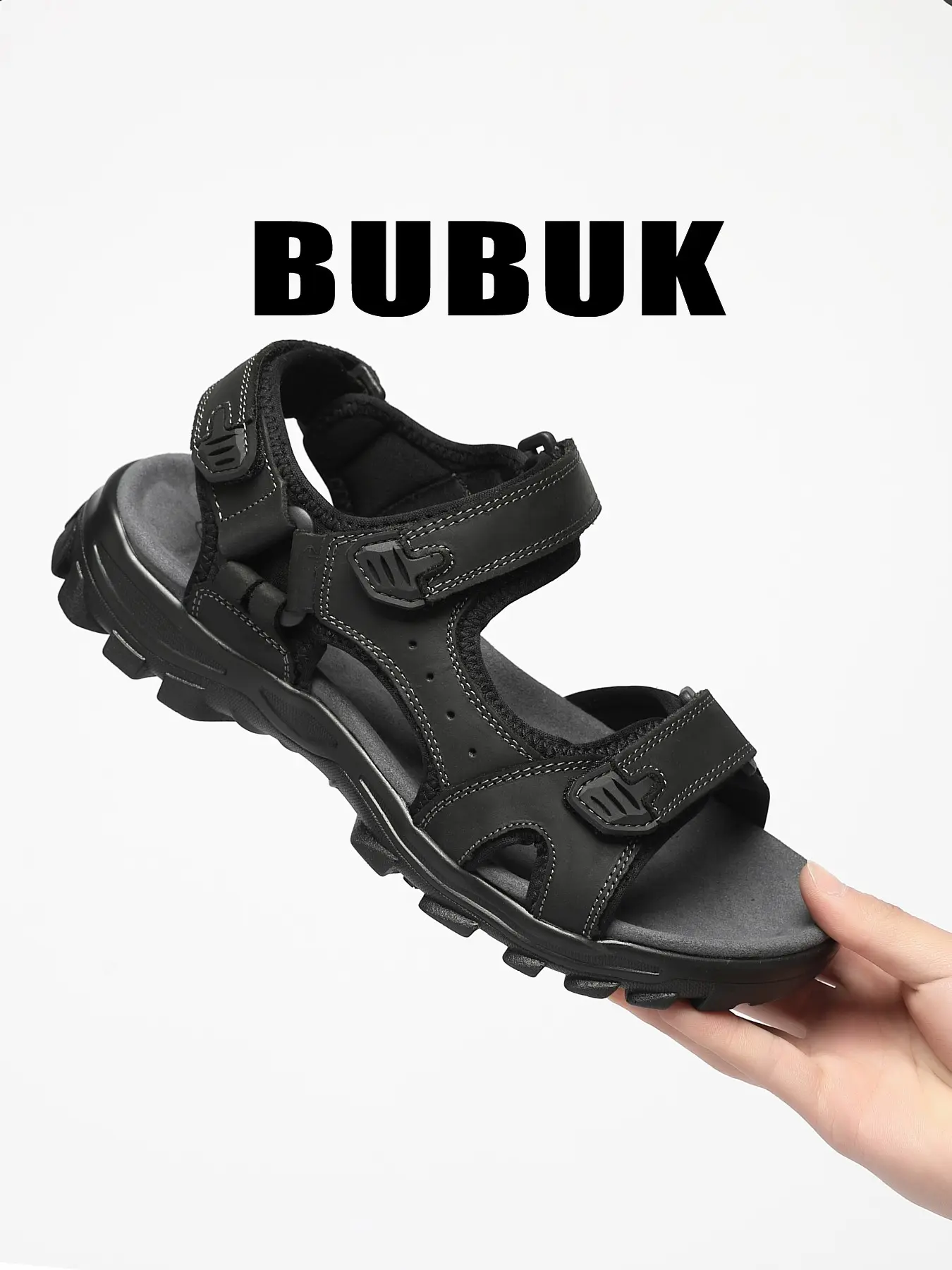 Bubuk Men's First Layer Cowhide Sports Sandals, Trekking Sandals, Casual Outdoor Hiking Non Slip Walking Sandals, Shock Absorbing Anti-Slip Genuine Leather Shoes, Comfortable and Durable Footwear for Men, Walking Shoe Sandals, Summer Outdoor Sandals