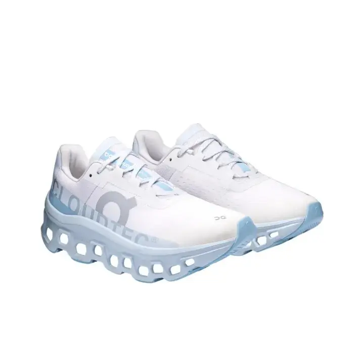 White Light Blue Gradient Hollow Thick Sole Lightweight Elastic Cushion Daily Jogging Fitness Sneakers