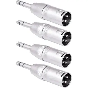 1/4 to XLR Adapter for Microphone,Mixer, 4 Pack, , 1/4 inches TRS Male to XLR Male Coupler, 6.35mm TRS to XLRAdapter, Zinc Alloy with Nickel