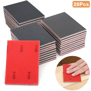 28Pcs 180-3000 Grit Sanding Sponge Pads Set - Wet/Dry Use Sponge Blocks,9 Multi-Grit Sanding Sponges,Sandpaper for Model Wood Plastic Stone Furniture Polishing