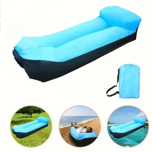 1pc Portable Inflatable Lounger with Pillow, Quick Setup, Foldable Design for Easy Storage, Leak-Proof Air Sofa Floor Sofa for Camping, Beach& Outdoor Parties, Outdoor Enthusiasts, Air Couch