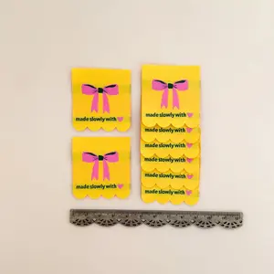 Yellow Made Slowly with Love Woven Quilt Labels Minki Kim #009