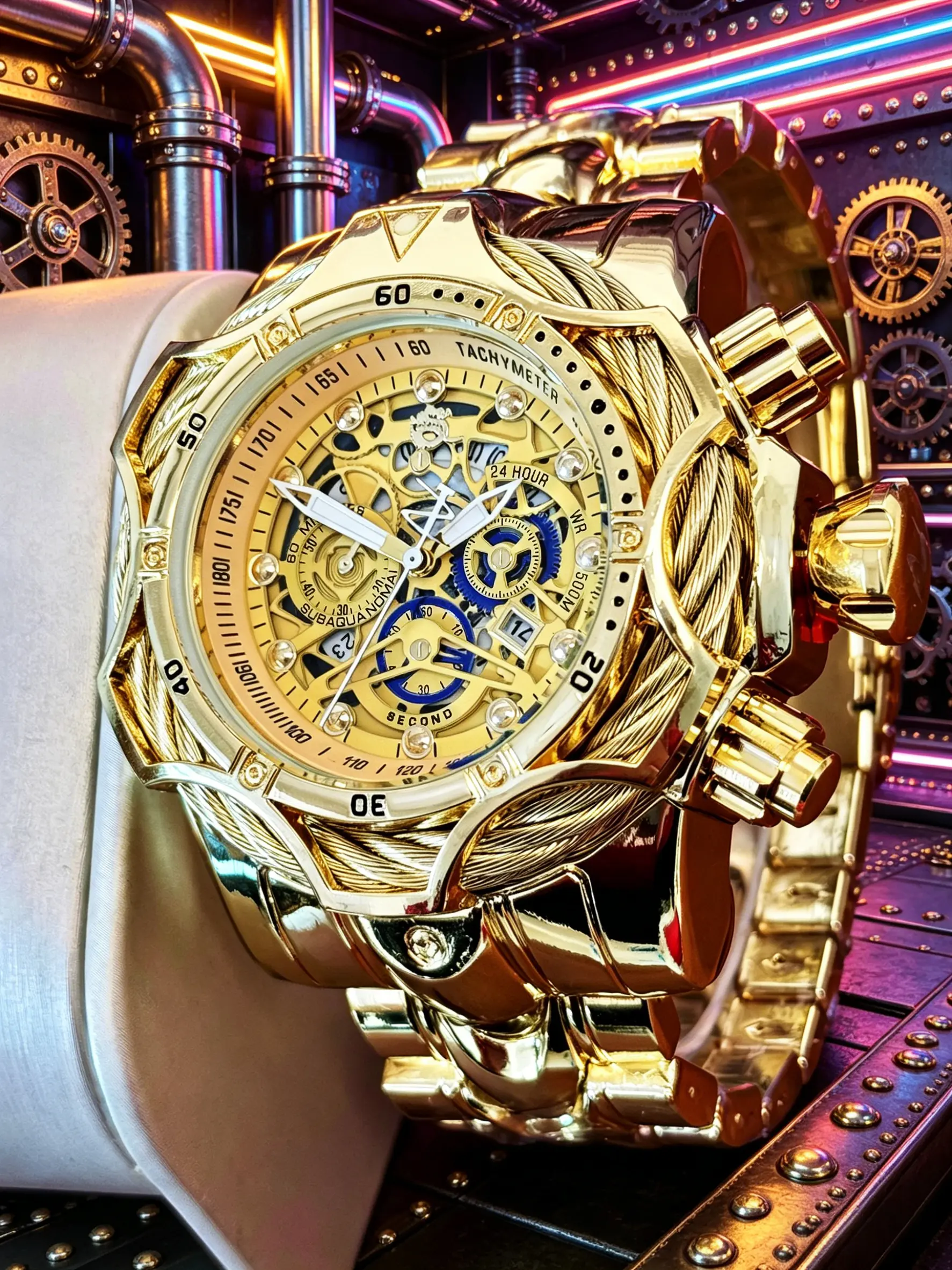Street Punk Large Dial Men's Watch Stainless Steel Wire Quartz Wristwatch【BIG ONE WATCH】