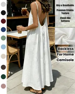 Women's Long Cami Slip Dress - Soft Stretchy Bodycon Lounge Dress - Sexy Solid Color Maxi Nightgown Lightweight & Breathable