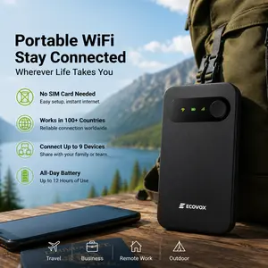 ECOVOX 4G LTE Portable WiFi Hotspot – Pay-As-You-Go Wireless Internet, No SIM Card or Contract Needed, Auto Network Switching, Connect Up to 9 Devices, Free 1GB Local Data for Travel, Camping & Outdoor Use