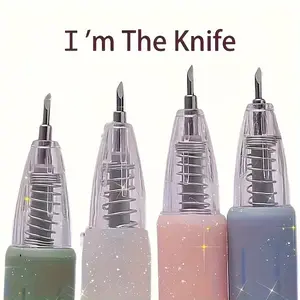 3-Piece Extendable Engraving Knife Pen Set, Precision Carving Tool, School Stationery, Portable Lightweight Plastic, Hand Tools, Craftsmen & Hobbyists