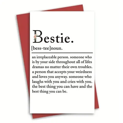 Funny Birthday Card for Bestie, 1 Count Friendship Slogan Gifts, Greeting Card, Happy Card for BFF, Positive Message Card