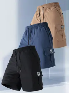 Men’s 3-Pack Knee-Length Summer Lightweight Cargo Shorts - Quick-Dry, Breathable, Loose Casual, Drawstring Elastic Waist, Multi-Pockets - Quick-Fit, Adjustable, Pocketed, Technical, Extra-Large Men’s Shorts for Outdoor Sports, Hiking, Quick-Fit Men's Shor