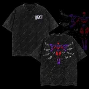 Superstyle The Mutant Messiah "Master of Magnetism" Magneto MCU Edition Double Printed Oversize Lightweight Acid Washed Tee TV Series Graphic Design Top Cotton Streetwear Comic Superheroes T-Shirt Hoodie Sweater Clothes Menswear Womenswear