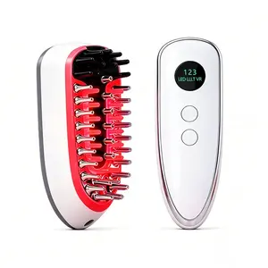 EMS Microcurrent Massage Hair Comb, Light Hair Care Electric Massager, USB Rechargeable, Adjustable Intensity, Portable Design